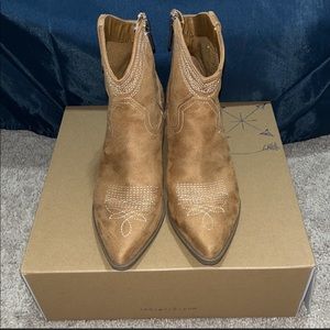 Brown suede cowgirl boot